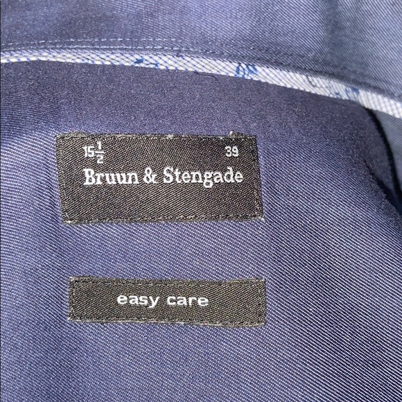 Men’s Bruun & Stengade Blue Dress Shirt Size 15.5 - Picture 4 of 4